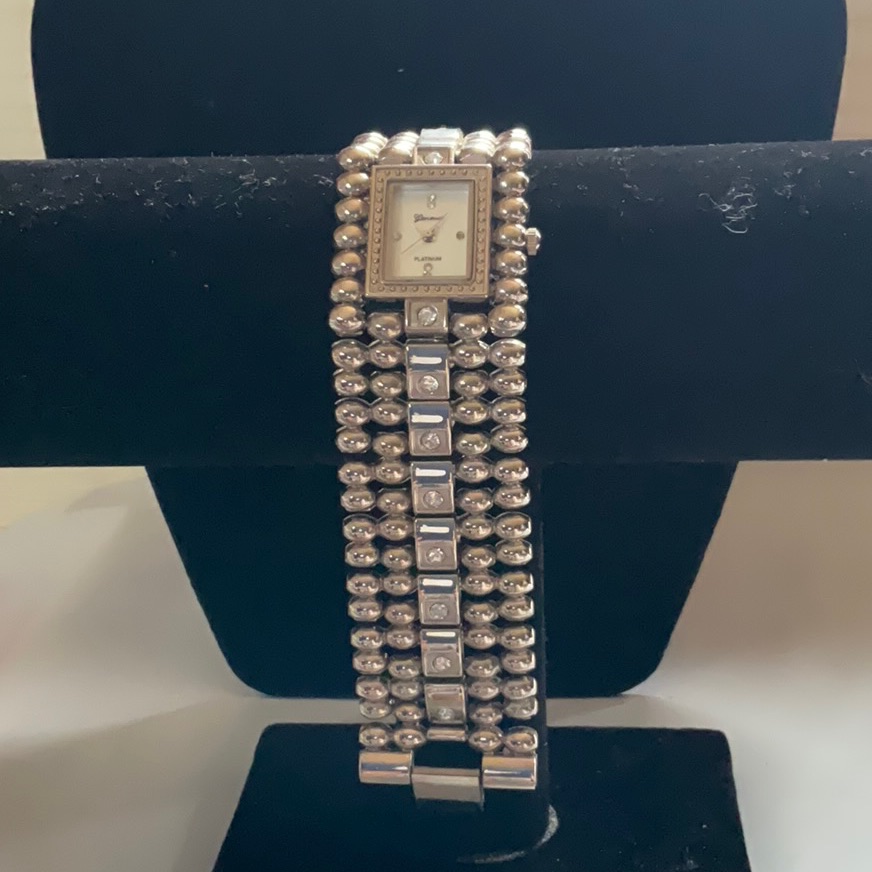 Silver And Gold Watch With Beaded Strap Silver And Gold Watch With Beaded Strap
